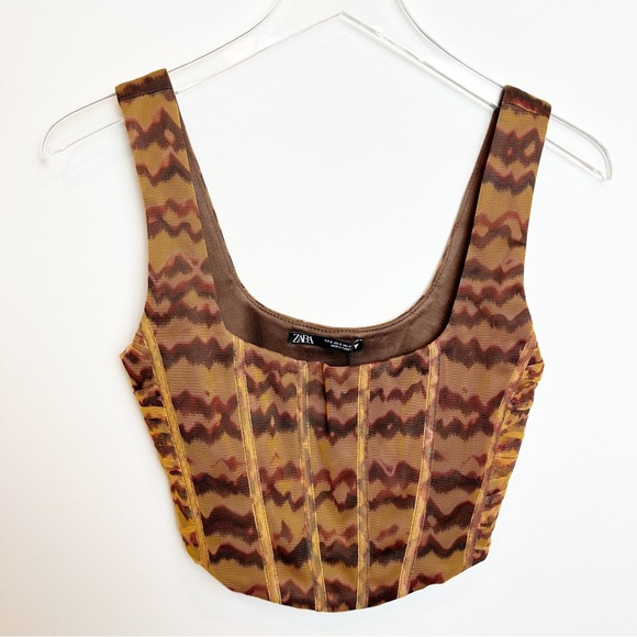 Zara | Corsetry Tulle Boned Corset Top NWT - Picture 3 of 13